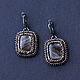 Rectangular earrings with obsidian, Earrings, Moscow,  Фото №1