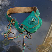 Сумки и аксессуары handmade. Livemaster - original item Waist Bag:Belt handbag made of leather with Turquoise gems