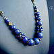 Chain necklace lapis blue lapis brass beads. Necklace. White Book. Online shopping on My Livemaster.  Фото №2