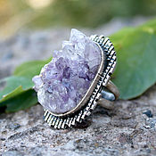 925 Sterling Silver Ring with Untreated Amethyst IV0088