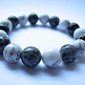 Украшения handmade. Livemaster - original item Bracelet white opal and obsidian 