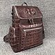 Backpack made of embossed crocodile leather, brown color, Backpacks, St. Petersburg,  Фото №1