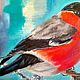 Order Bullfinch bird oil painting in a frame. Yulia Berseneva ColoredCatsArt. Livemaster. . Pictures Фото №3