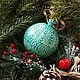  Бирюзовый елочный шар, игрушки на елку, Елочные игрушки, Мытищи,  Фото №1