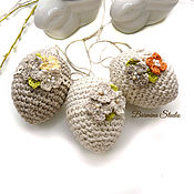 Сувениры и подарки handmade. Livemaster - original item Egg set 3 pieces 6,5 cm in boho style different flowers. Handmade.
