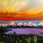 Картины и панно handmade. Livemaster - original item Painting landscape of a mountain at sunset. Handmade.