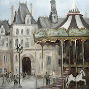Картины и панно handmade. Livemaster - original item Paris Oil Painting Carousel Cityscape Architecture. Handmade.