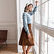 Order A-line skirt brown cotton corduroy Chocolate. mozaika-rus. Livemaster. . Skirts Фото №3
