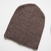 Аксессуары handmade. Livemaster - original item Caps: Knitted hat with elastic band brown melange. Handmade.