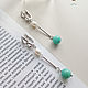 Stylish earrings with amazonite and pearl long chains, Earrings, St. Petersburg,  Фото №1