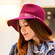 Cherry hat Fedora with medium brim, Hats1, Moscow,  Фото №1
