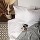 Stylish white bed linen, high density fabric, 500 ct, DE LUX, Bedding sets, Cheboksary,  Фото №1