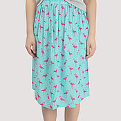 Одежда handmade. Livemaster - original item Skirt Blue Turquoise Pink Flamingo Midi/Maxi Length. Handmade.