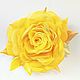 FABRIC FLOWERS. Rose-brooch ' Canary', Brooches, Vidnoye,  Фото №1