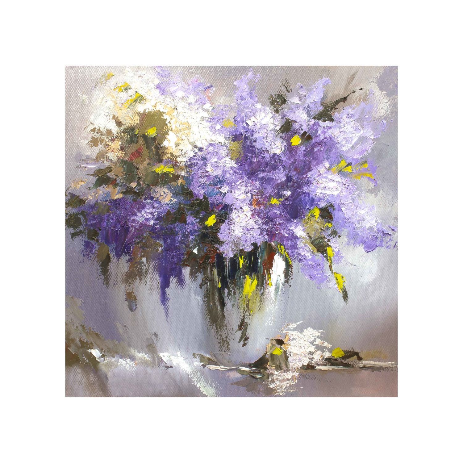 Картина маслом Сирень в вазе, холст 40 х 40 см купить в интернет ...