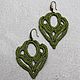 Order Green openwork earrings made of flax, light airy leaves large boho. Ritasdreams (ritasdreams). Livemaster. . Earrings Фото №3