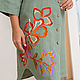 Linen Dress shirt sage color with bright embroidery. Dresses. NATALINI. Интернет-магазин Ярмарка Мастеров.  Фото №2
