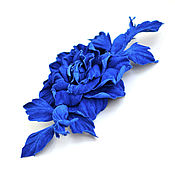 Украшения handmade. Livemaster - original item Blue rose flower brooch leather Royal ultramarine gift for women. Handmade.