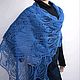 Голубой ажурный вязаный шарф, палантин из шерсти. Шарфы. IRINA GRUDKINA Handmade Knitwear. Ярмарка Мастеров.  Фото №6