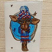 Сумки и аксессуары handmade. Livemaster - original item Passport cover: Giraffe in a hat. Handmade.