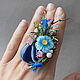 Кольцо Перстень Агат Лэмпворк Голубые цветы
Кольцо перстень собрано на основе с природным, натуральным  агатом. Природный агат имеет насыщенный синий оттенок