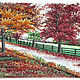 Картина "Осенний парк" из самоцветов. Картины. Red-Ship. Интернет-магазин Ярмарка Мастеров.  Фото №2