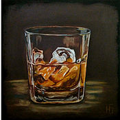 Картины и панно handmade. Livemaster - original item Painting whiskey glass still life oil painting 20h20 cm. Handmade.