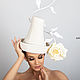  Белая дизайнерская шляпка с цветком "Марсель", Шляпы, Санкт-Петербург,  Фото №1
