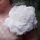 Brooch-pin: Rose white 3D flower, large silk brooch, Brooches, Volsk,  Фото №1