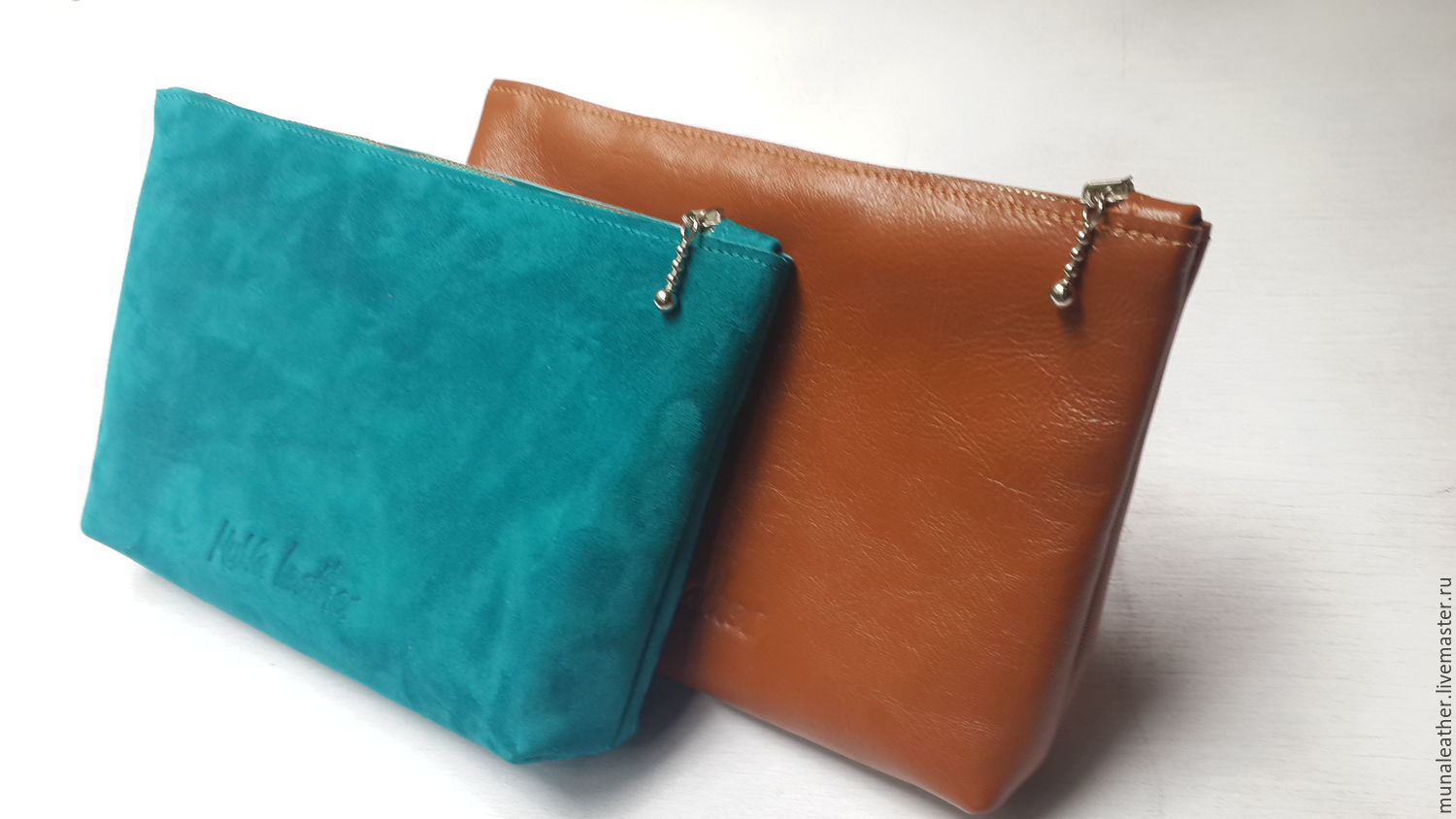 Cosmetic bag made of suede turquoise – shop online on Livemaster with ...