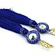 Earrings-brushes with Swarovski crystals 'Moonlight evening', blue, Tassel earrings, Ryazan,  Фото №1