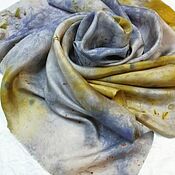 Платок из шёлка атлас Окрашено растениями Королевский фиолетовый