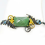 Украшения handmade. Livemaster - original item 925 silver bracelet with jade, chrysolites and Topaz. Handmade.