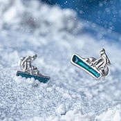 Украшения handmade. Livemaster - original item Snowboarder stud earrings with enamel. Handmade.