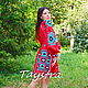 Vyshyvanka Red Short Dress Boho style Vita Kin. Dresses. 'Viva'. Online shopping on My Livemaster.  Фото №2
