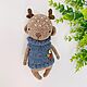 A fawn in a blue vest. Toy gift, Teddy Toys, Stupino,  Фото №1