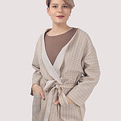 Одежда handmade. Livemaster - original item Cardigan coat thick cotton beige oversize plus size. Handmade.