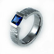 Украшения handmade. Livemaster - original item Ti 1003 textured titanium sapphire Ring. Handmade.