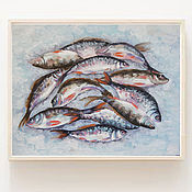 Картины и панно handmade. Livemaster - original item Catch. Oil painting. the picture with fish.. Handmade.