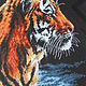  Охлаждающийся тигр. Картины. Рисунки на канве. Интернет-магазин Ярмарка Мастеров.  Фото №2
