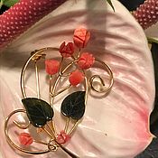Винтаж handmade. Livemaster - original item Coral rose brooch, Europe. Handmade.