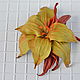 Brooch flower leather Lily. Brooches. LIUDMILA SKRYDLOVA (flower glade). Online shopping on My Livemaster.  Фото №2