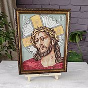 Картины и панно handmade. Livemaster - original item Cross stitch icon Jesus Christ, cross stitch. Handmade.