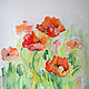 Poppies Watercolor painting 17х20 cm, Pictures, St. Petersburg,  Фото №1