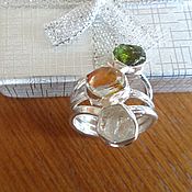 Украшения handmade. Livemaster - original item Ring with multicolored tourmaline crystal in silver 925. Handmade.