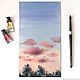 Dawn. Watercolor painting (blue, pink, coral, forest, sky). Pictures. Watercolour Painting Mamabelle art. Online shopping on My Livemaster.  Фото №2
