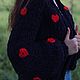 Черный оверсайз женский кардиган крупной ручной вязки с красн. Кардиганы. Оксана (oxigfashion). Ярмарка Мастеров.  Фото №5