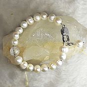 Украшения handmade. Livemaster - original item Pearl bracelet with rhinestone 