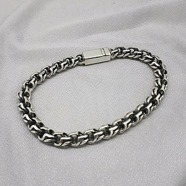 Дизайн и реклама ручной работы. Ярмарка Мастеров - ручная работа Браслет круглый Бисмарк серебро 925 пробы с чернение 22,5 см. Handmade.