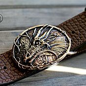 Leather belt with bronze buckle 